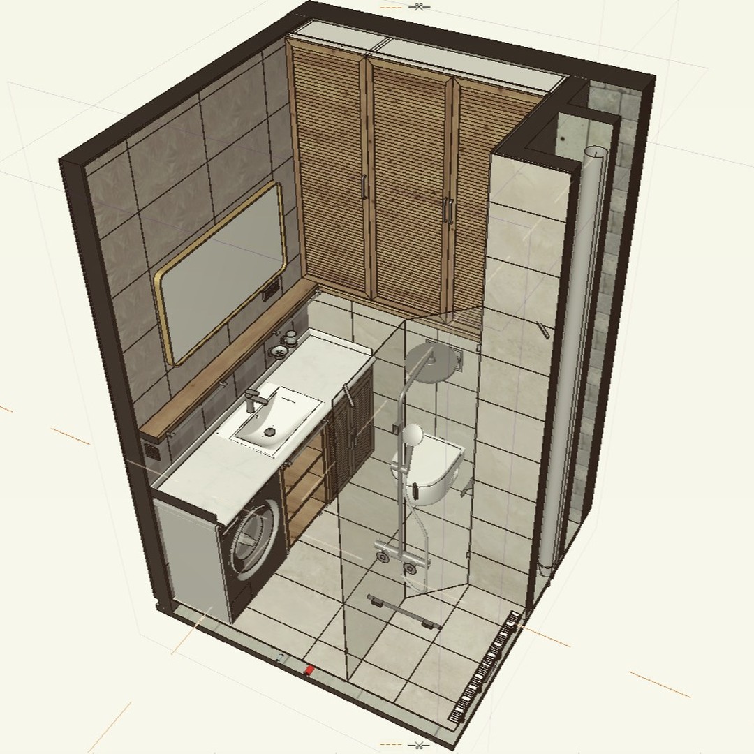 Bathroom axonometric model supporting technical and design communication