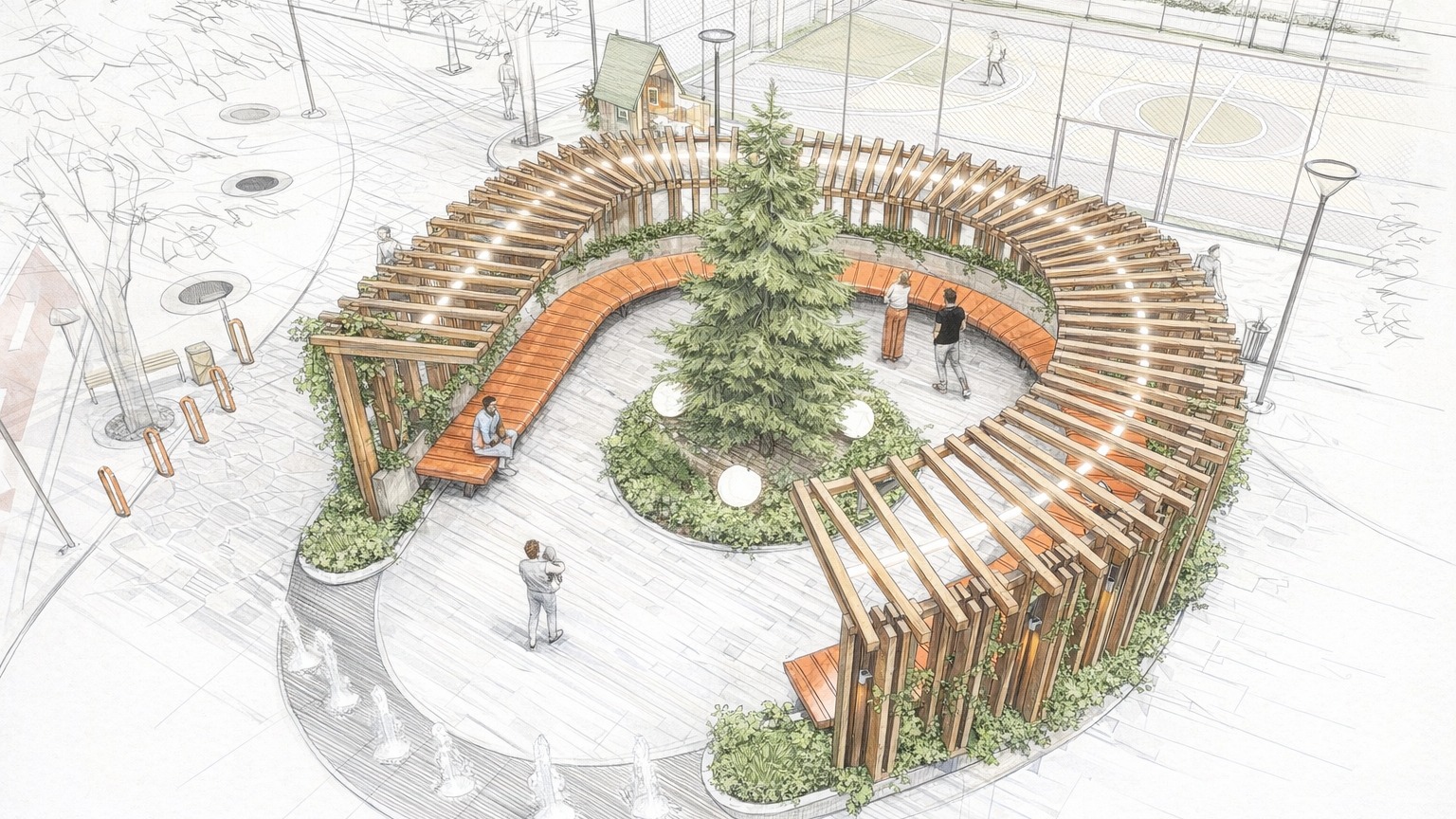Architectural concept visual with strong presentation quality and premium material articulation